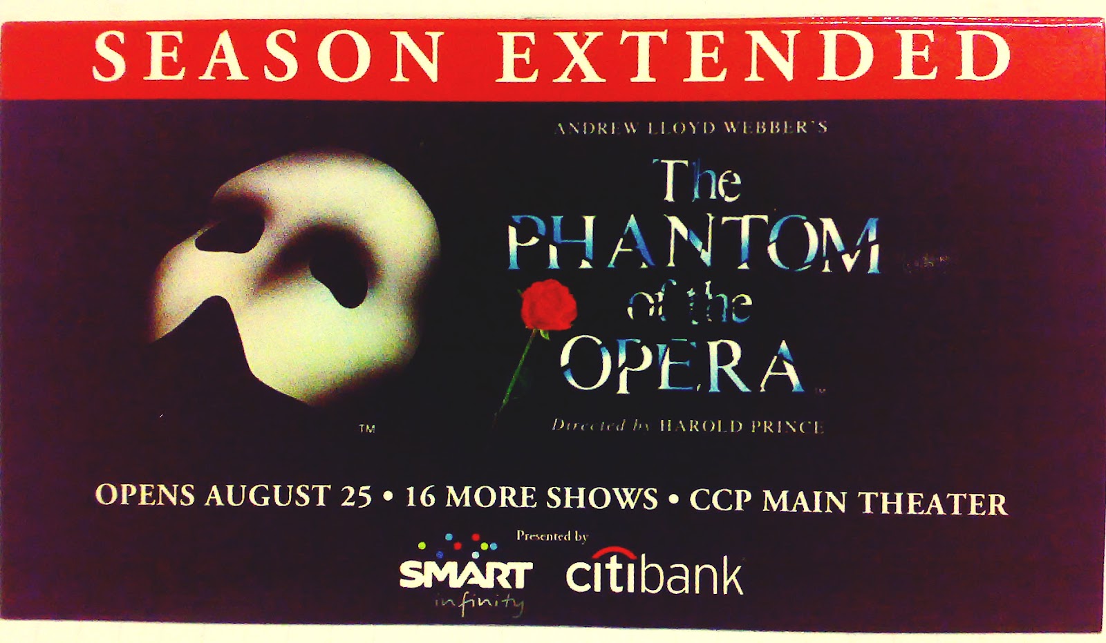 missCELINEous Got my ticket for the Phantom of the Opera Manila